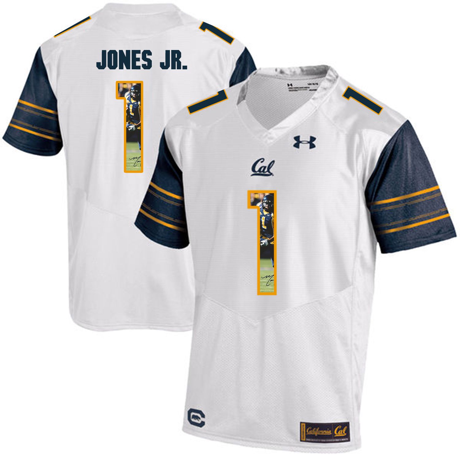 Men California Golden Bears #1 Marvin Jones Jr. White Customized NCAA Jerseys1->customized ncaa jersey->Custom Jersey